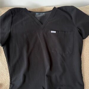 Figs Charcoal medium black Scrub Top